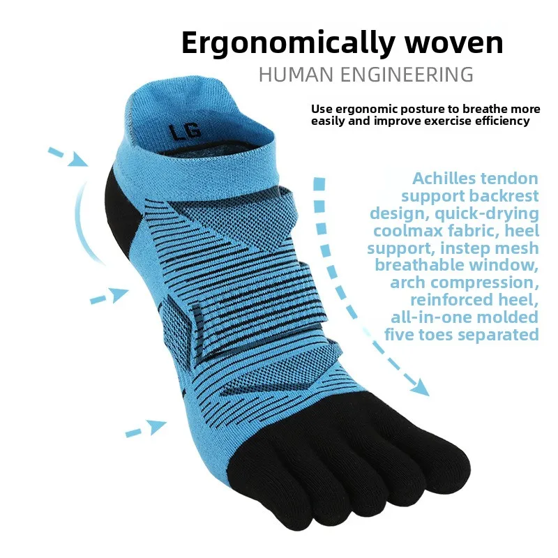

Five toed socks for men sweat wicking quick drying yoga running sports leisure braided short tube socks for men