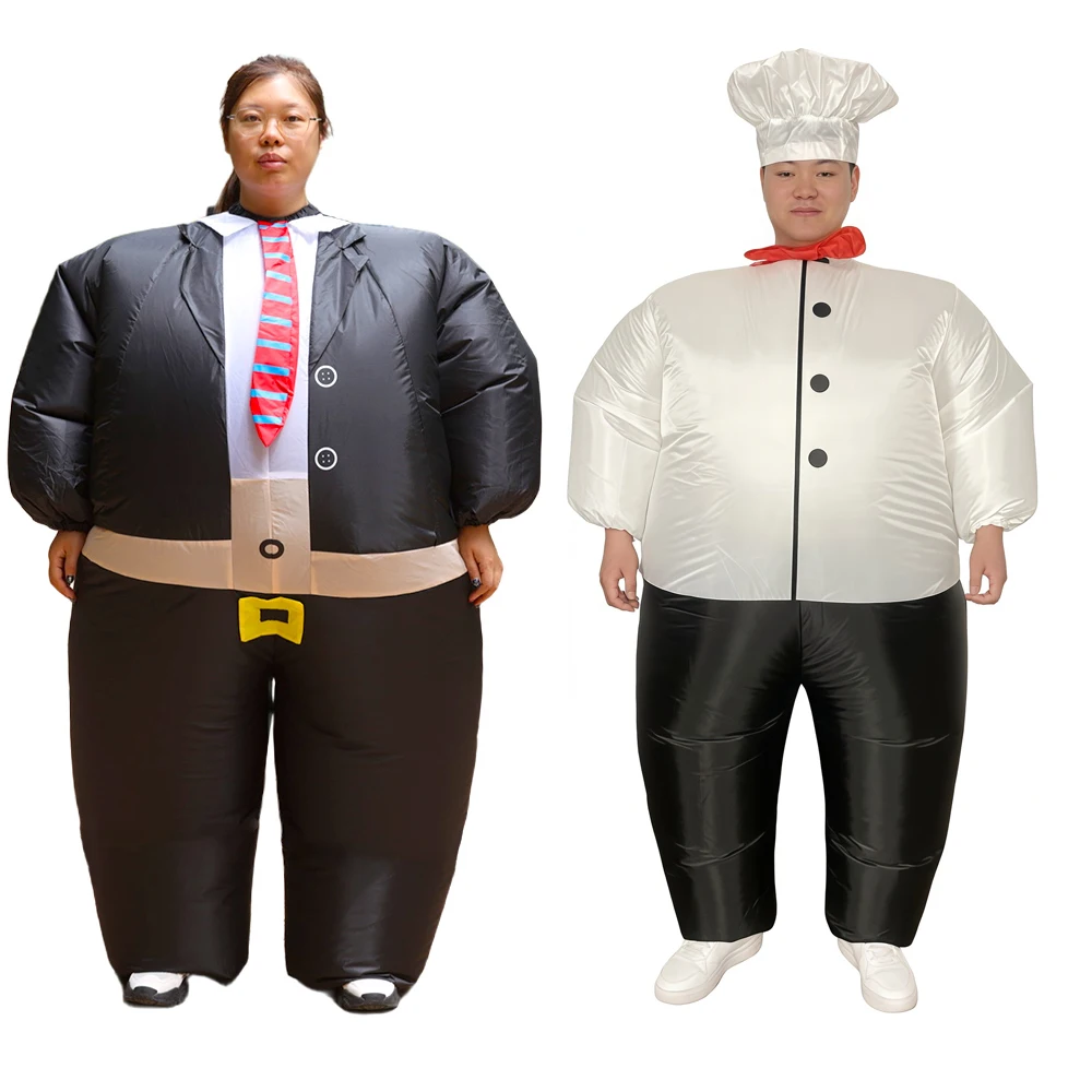 Aufblasbares Kostüm für Erwachsene Herren Lustiges Bräutigam-Cosplay-Kostüm Dicker Mann Jahresfeier Auftritts-Aufblasbares Set