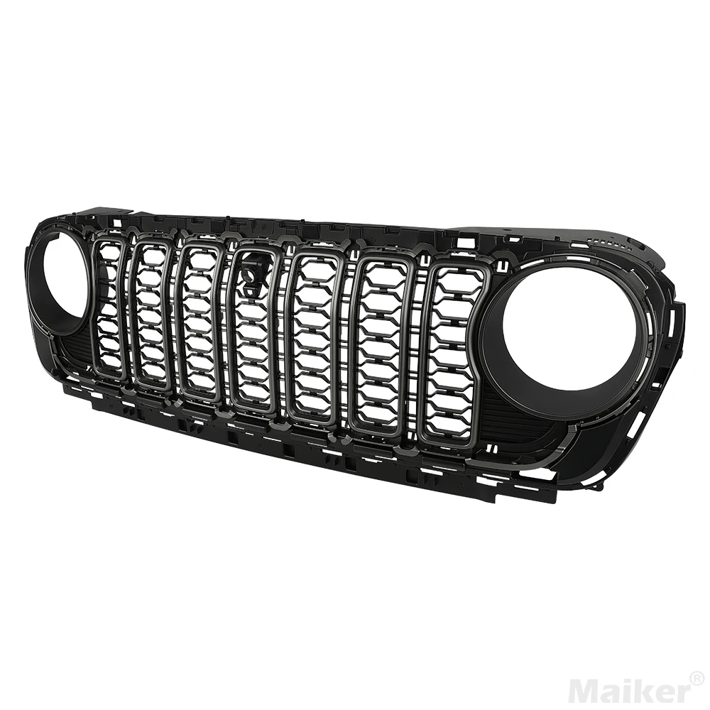 2024 Style Mesh Grille With Camera Location For Jeep Wrangler JL Gladiator Accessories Front    JT