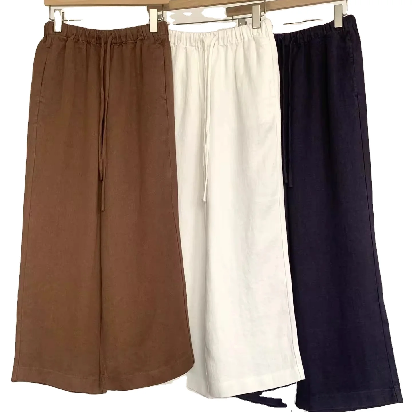 

Summer Breathable High Quality Women 100%Hemp Pants Long Trousers