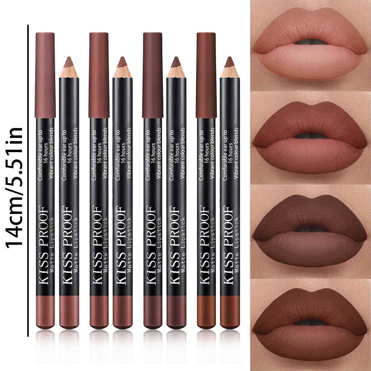 4Pcs/Set Wood Lipstick  Nude Brown, Velvet Matte, Long lasting Waterproof Formula, Easy To Apply Natural Lip Makeup