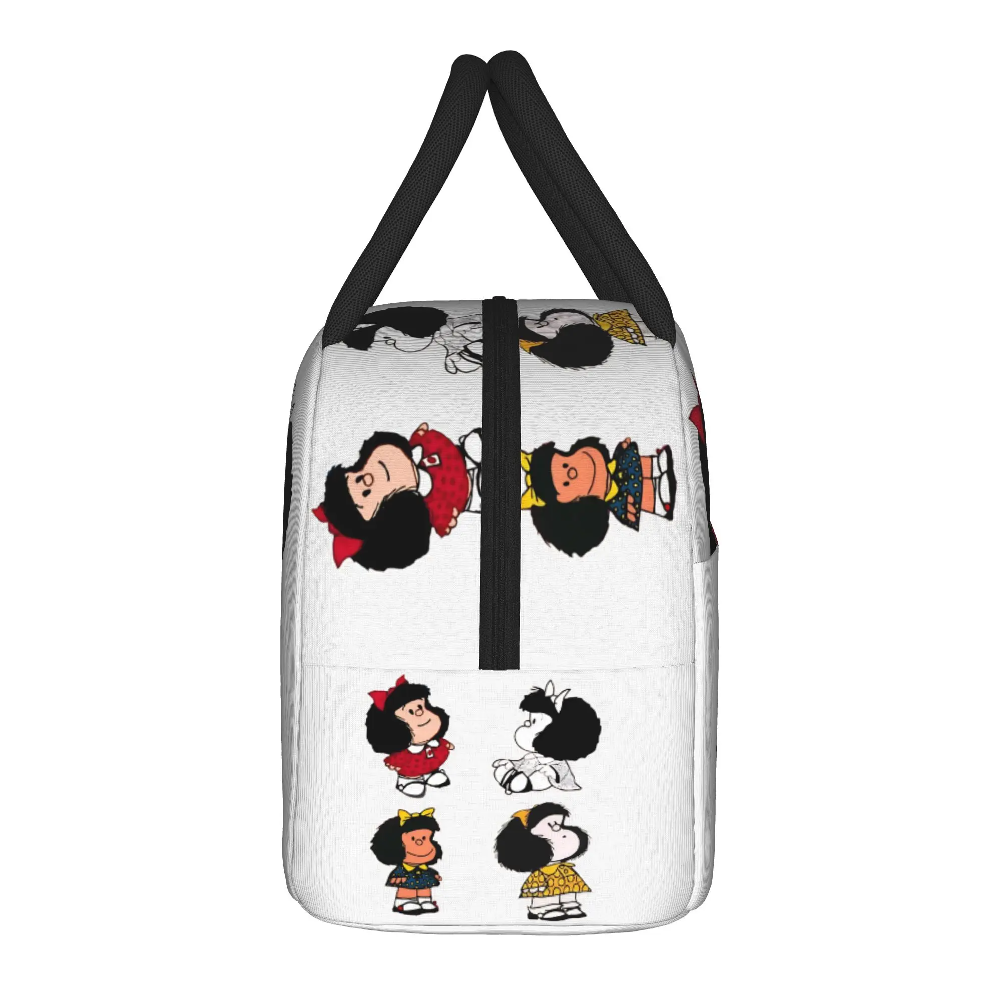 Funny Mafalda Quino Comic Lunch Bag Picnic Lunch Box For Girls Casual Graphic Thermal Tote Handbags Waterproof Cooler Bag