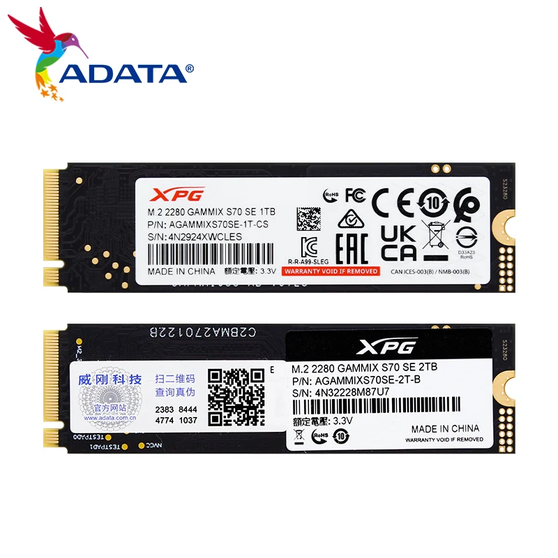 ADATA XPG M.2 2280 GAMMIX S70 SE PCIe4.0 NVMe SSD 1TB 2TB Hard Disk Up to 7000Mb/s Internal Solid State Drive for PC PS5