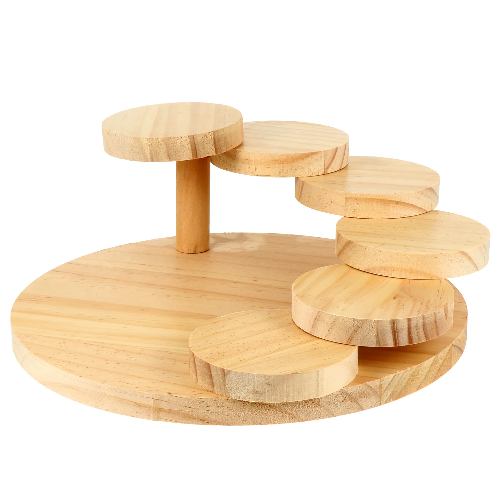 Display Stand Sushi Plate Munchies Rotating Steps Tray Wooden Food Trays Container