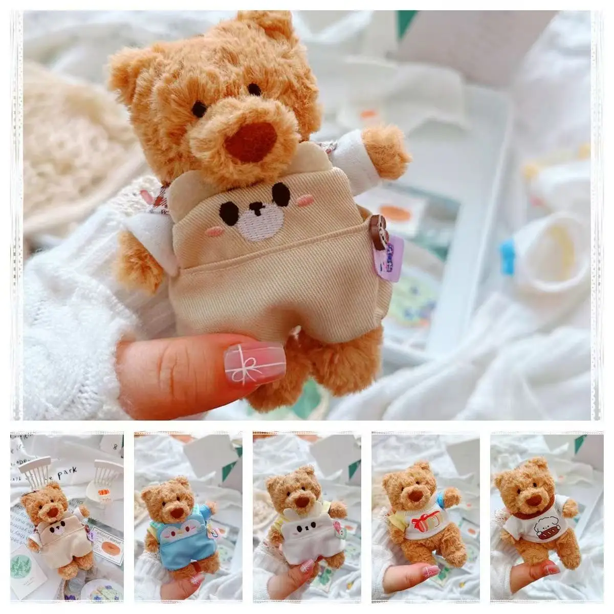 

12cm Bear Doll Clothes Cute 10cm Idol Doll Baby Clothes Rabbit Pet Strap Pants T-shirt Changing Clothes for Fans Collection Gift