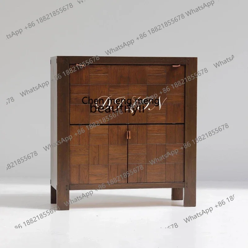 

cc182Medieval designer living room solid wood wine cabinet Nordic oak side cabinet locker R