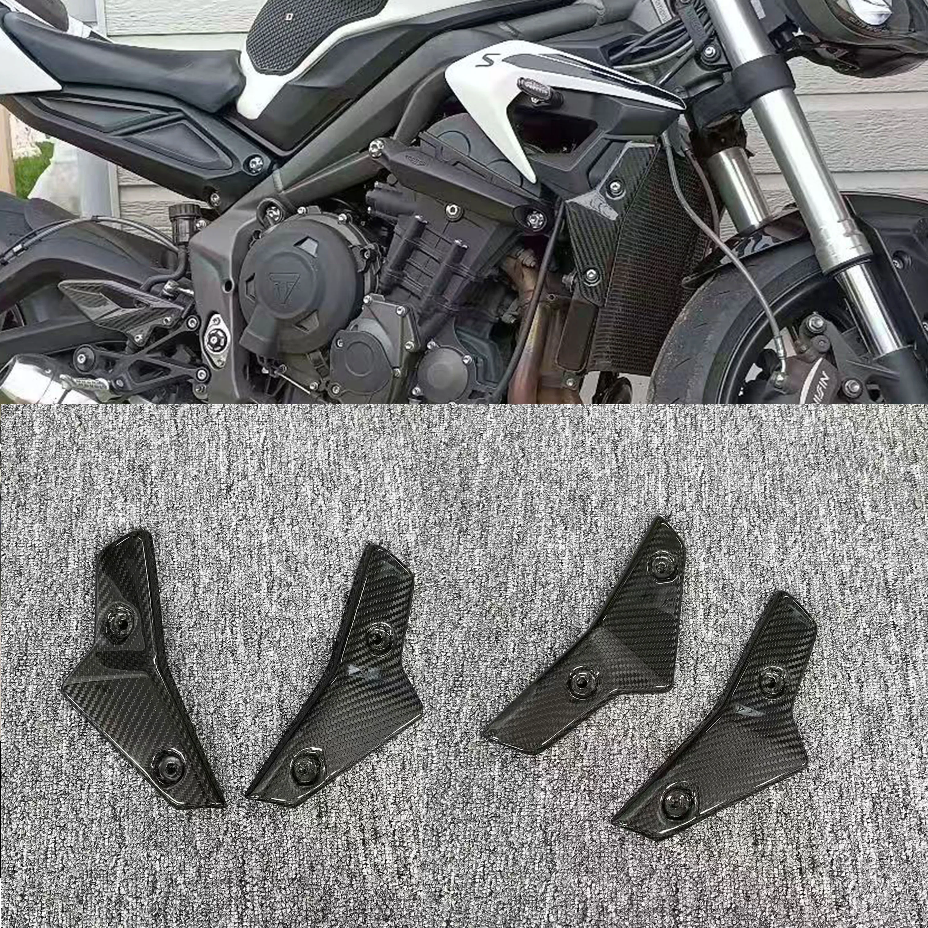 

For Triumph Street Triple 765 RS 2017-2022 Full Dry Carbon Fiber Motorcycle Accessories Fairing 765RS Radiator Cover Side Panels