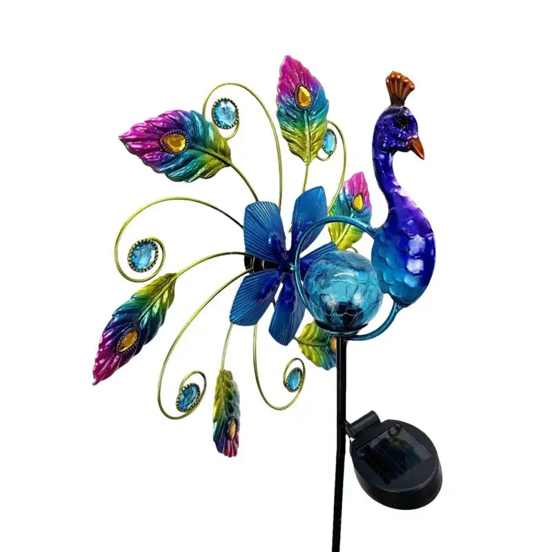 

Peacocks Wind Spinner Kinetic Yard Art Vibrant Metal Wind Sculpture Solar-Powered Lawn Ornament Home Garden Outdoor Decoration