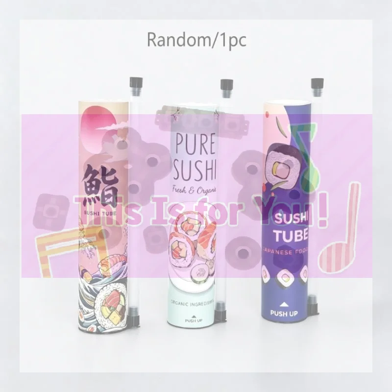 【MA】1Pcs Round Sushi Push Box With Sauce Straw Food Grade Sushi Mold Push Up Paper Bucket Bento Accessory