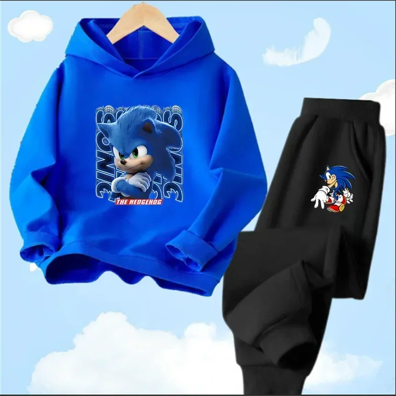 Ensemble de sweat à capuche Sonic pour enfants, vêtements pour bébés, sweat-shirt pour enfants, mère, garçon, fille, 2-12 ans, printemps, 2024