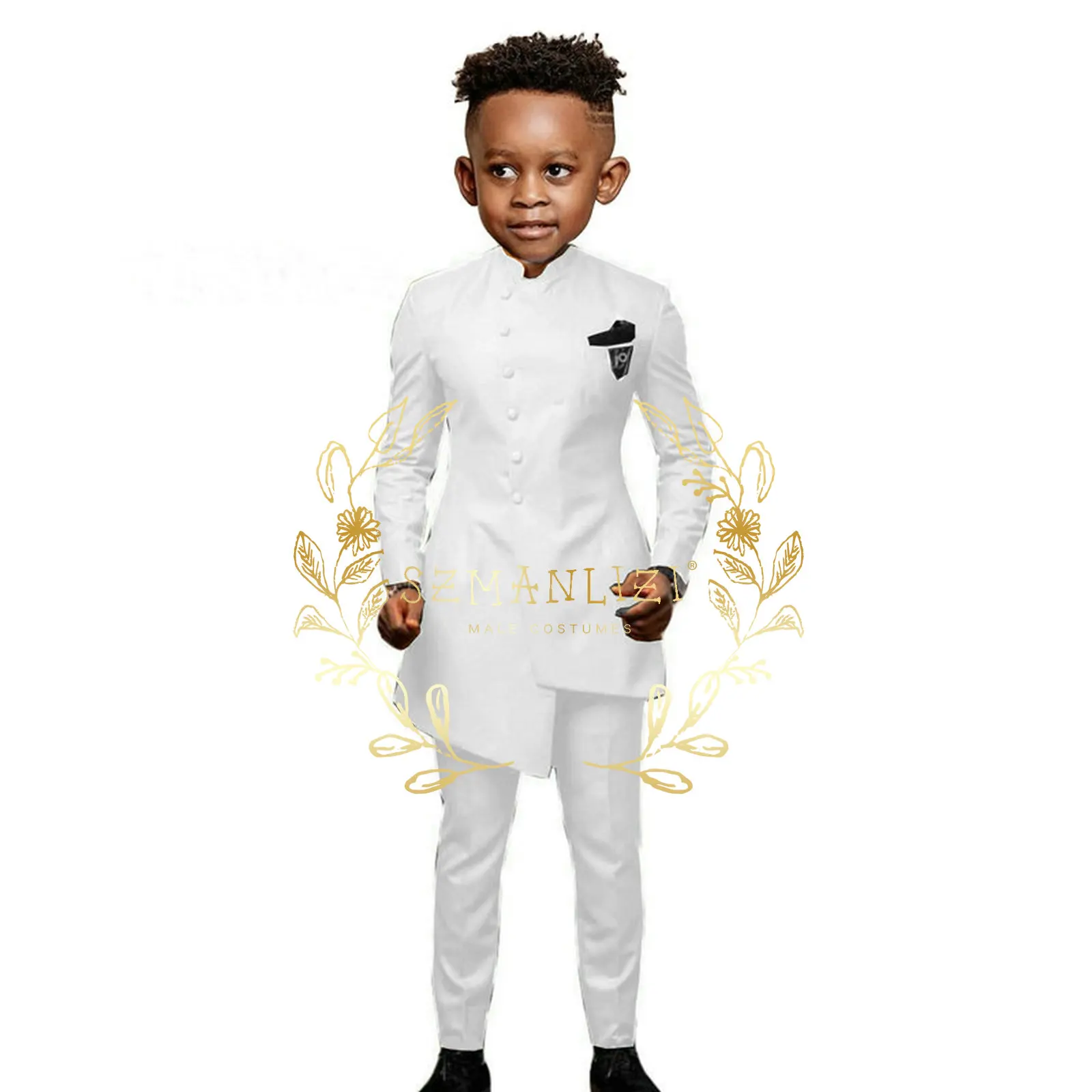 White African Design Boys Suits Set For Wedding Formal Tuxedo Kids Costume Piano Performance Children Tailor Made Top Qulity