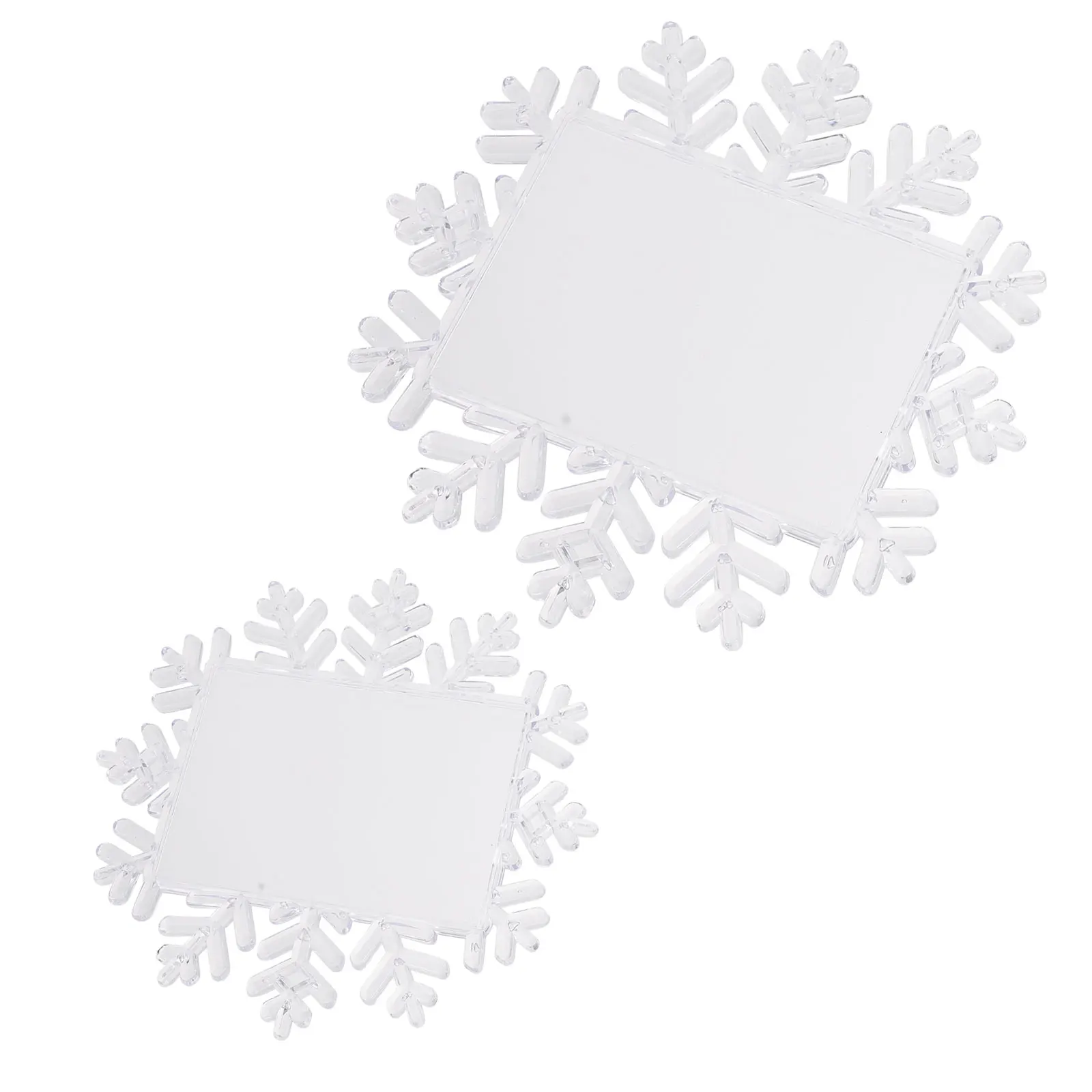 2Pcs Christmas Snowflake Photo Frame Pendant Fine Workmanship Hanging Ornament DIY Picture Decoration Holiday Use
