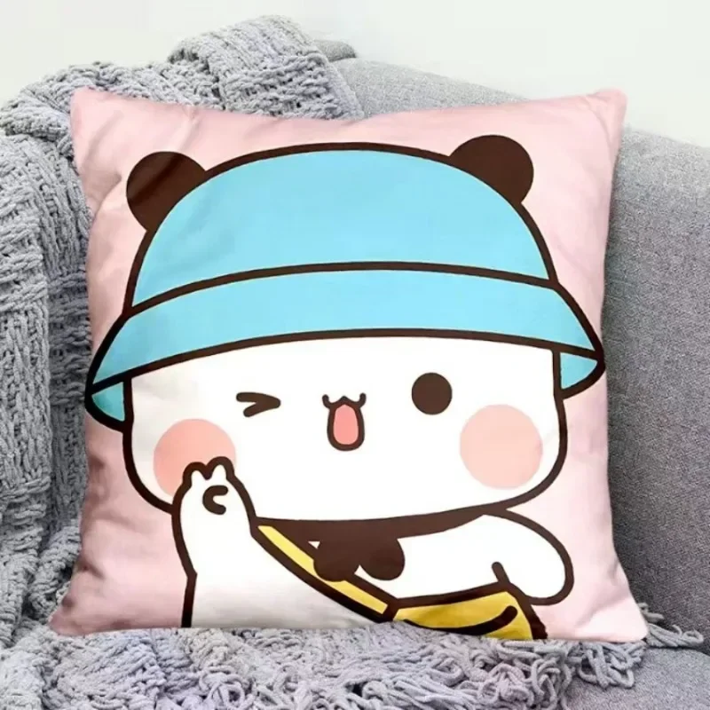 Bantal Lempar Panda Yier Lucu Bubu Dudu Bantal Kotak Kartun Kawaii Anime Lembut Bantal Sofa Pinggang Dekorasi Rumah Mobil Kamar Tidur