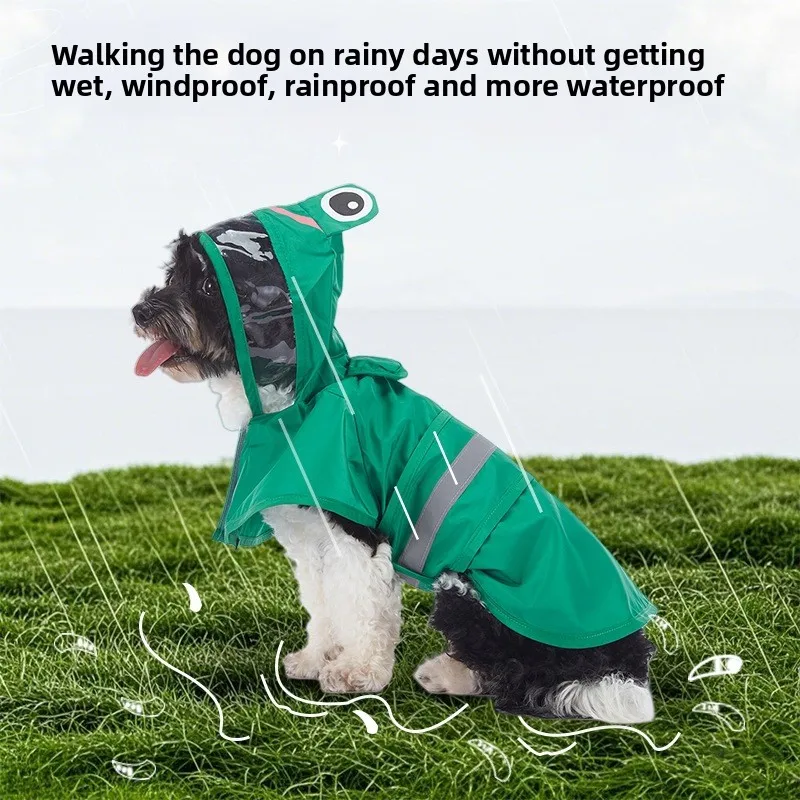 

Dog-specific raincoat Animal shape with feet can be towed Small, medium and large dog-specific pet raincoat