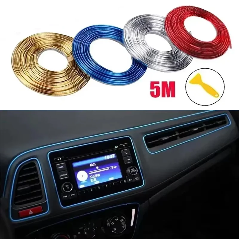 

Универсальный автомобильный молдинг, украшение, гибкие полоски, 5 м, внутренние авто молдинги, накладка на автомобильную панель, дверь, Стайлинг автомобиля