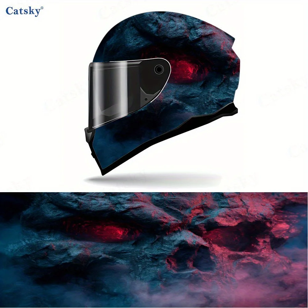 

Наклейка на анфас со светящимся черепом и красным свечением — прочный и водонепроницаемый ПВХ, самоклеящаяся эстетическая наклейка для гоночного шлема, переменный шлем