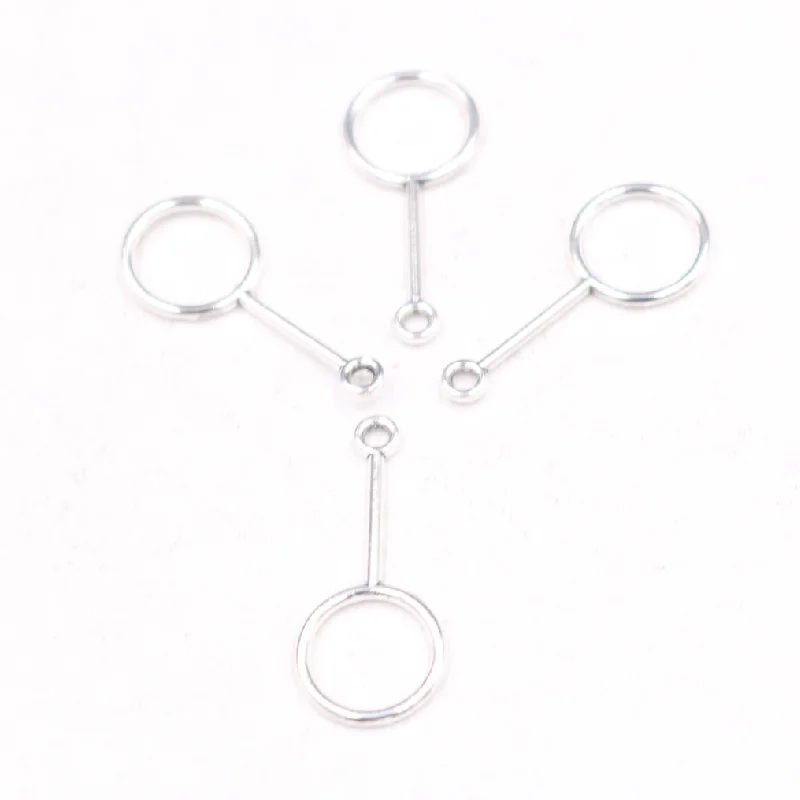 40pcs Silver Plated Hollow Magnifying Glass Alloy Connectors DIY Charm Earrings Bracelet Jewelry Crafts Making 12*27mm P2335