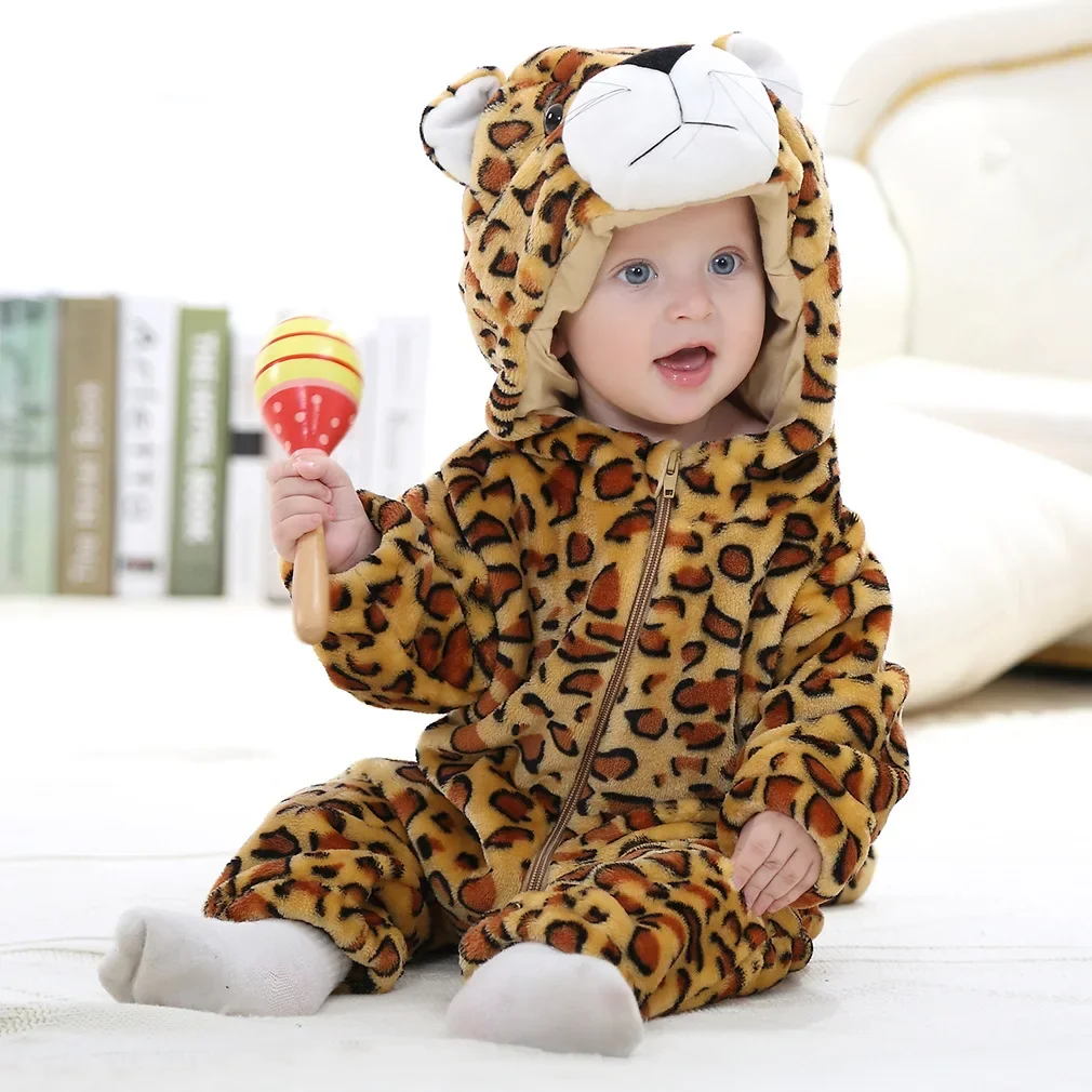 

Baby Boy Clothes Autumn Jumpsuit Cartoon Tiger Flannel Baby Romper 2025 Winter Hooded Cute Style M