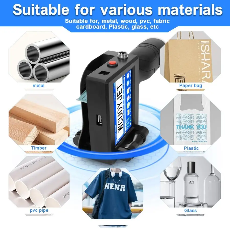 طابعة نافثة للحبر محمولة، ارتفاع الطباعة 0.080.5 بوصة طابعة محمولة مع خرطوشة حبر سريعة الجفاف 42 مل 4.3 بوصة تعمل باللمس #5