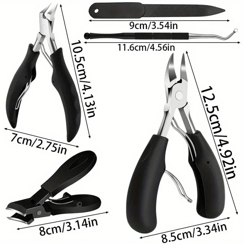 Thick Nail Clippers Set 1/5pcs Modern Design Stainless Steel Nail File Concave Blade