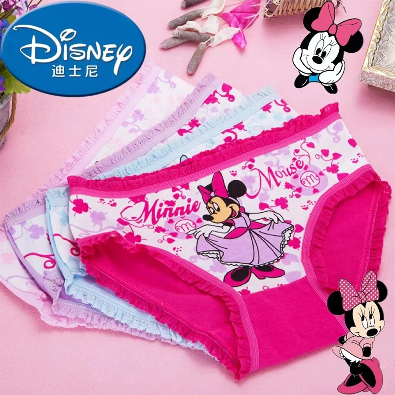 

Disney Mickey Mouse Cartoon Minnie Girls Panties Comfortable Pure Cotton Triangle Pants Kids Underwear for Girls Birthday Gifts