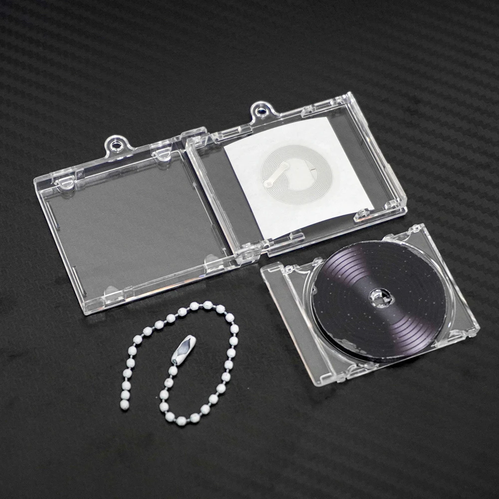 Wholesale price 10/20/30Pcs Mini Clear Album Box Accessory Black Acrylic CD for DIY Keychain Pendant with NFC Music Playback