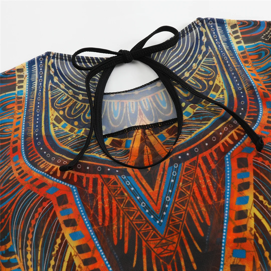 S - XXL 3-teiliges Set, neues, bedrucktes, langärmeliges Badeanzug-Set mit Hose, Sarong, Damen-Badebekleidung, einteiliger Badeanzug, Damen-Badeanzug, Badeanzug V7180 – Detail 15