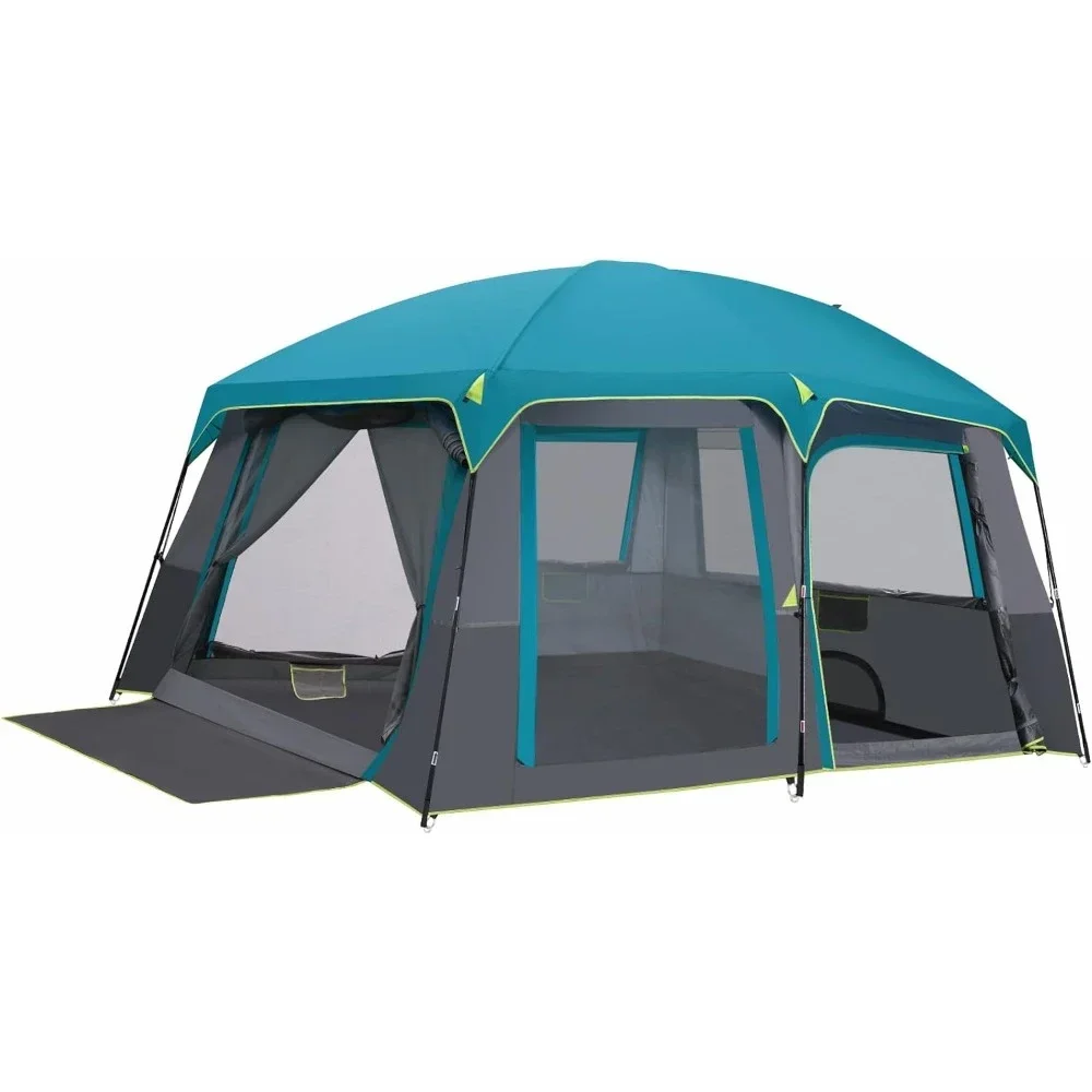 

Camping Tents Family Cabin Tent with 2 Doors and 4 Windows Large Multiple Room Tent with Floor Mats Tents for Camping Outdoor