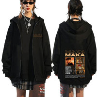 Rapper Maka El Tiempo Vuela 2025 Tour Zipper Sweatshirt Men Woman Fashion Pullovers Coat Oversized Man Zip Up Hoodies Streetwear