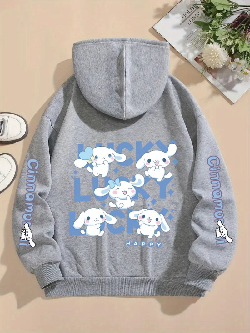 Sanliou Jade Precious Dog Pattern Printed Hoodie, Autumn and Spring Drawstring Casual Men's and Women's Warm Hoodie