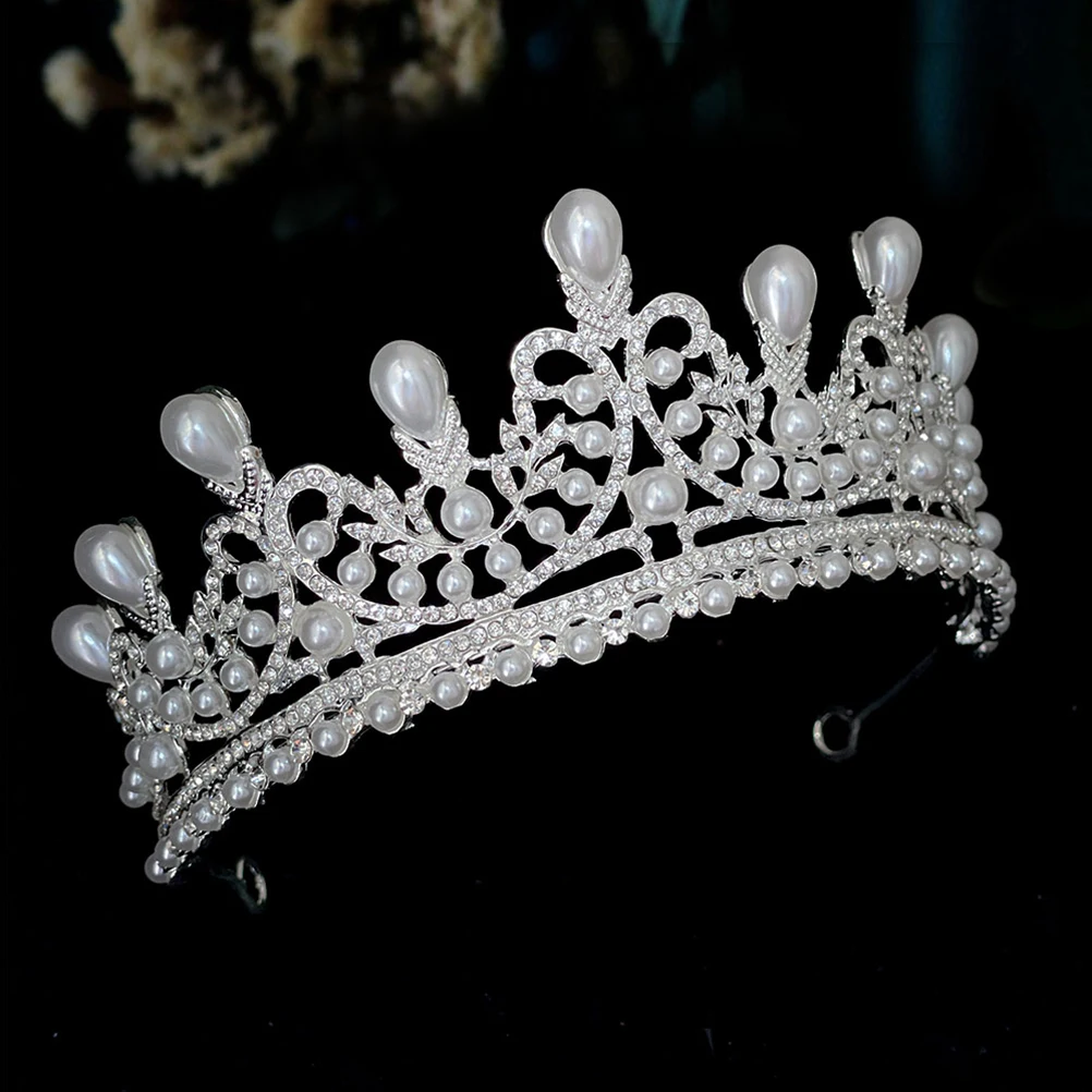 

Pearl Drop Tiara Crown Wedding Bridal Accessories Lightweight Bride Crown Decorations Birthday Tiara For Women Hair Styling