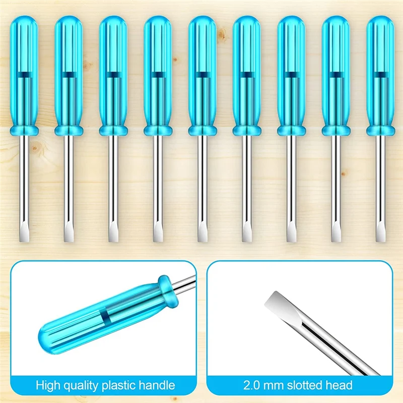 

Y02A100 Pcs 2.0 mm Mini Screwdriver with Blue Handle for Watches Cellphone HDD Camera Laptop Repair Tool (Slotted)