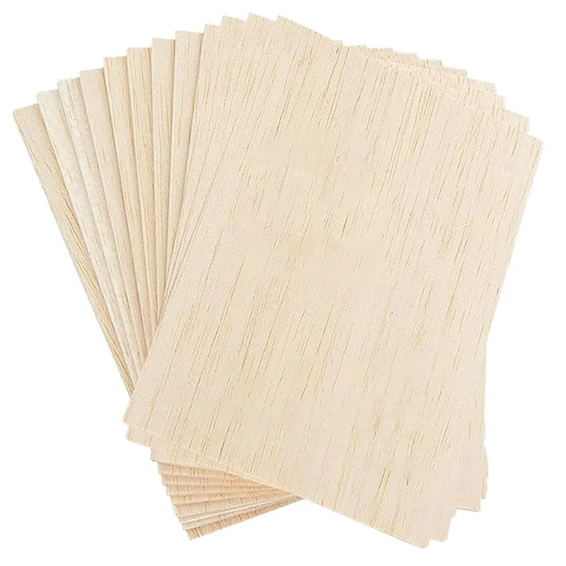 NEW-Wood Sheet For Crafts 20PCS Unfinished Wood Sheets Thin Wooden Pieces For Craft Wood Board Blanks 150X100x2mm