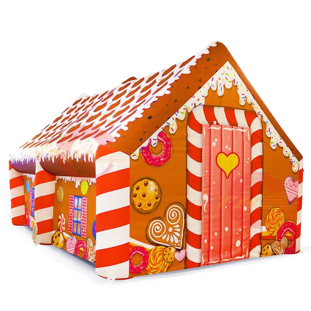 Transporte rápido 2025 casa de decoração inflável de natal barraca inflável de casa de natal com ventilador