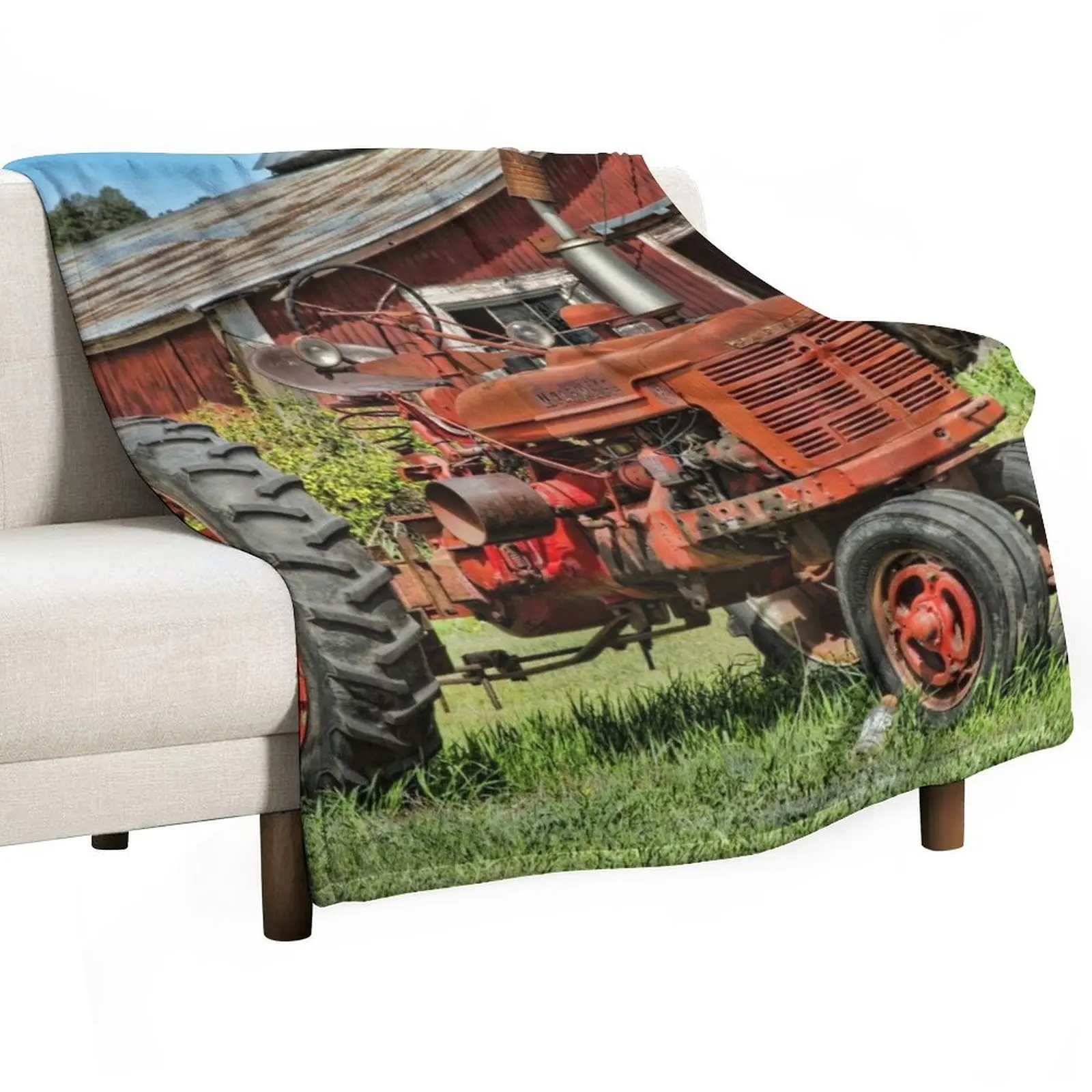 1952 Farmall Tractor Throw Blanket Flannels Luxury Designer Soft Plaid Thins valentine gift ideas Blankets