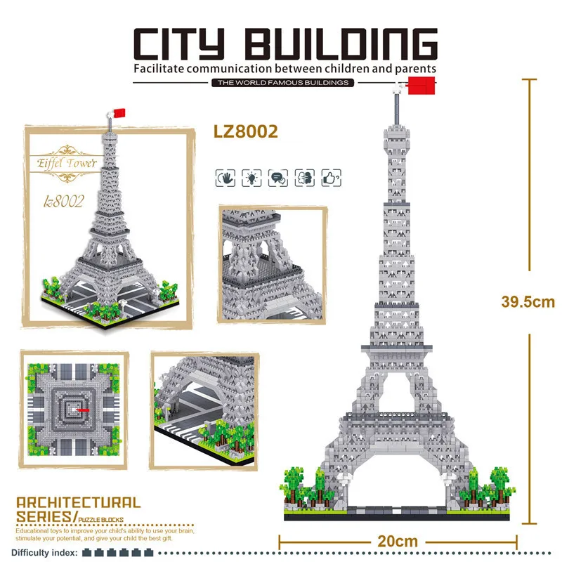 3585pcs World Architecture Model Building Blocks Paris Eiffel Tower Diamond Micro Construction Bricks DIY Toys for Children Gift