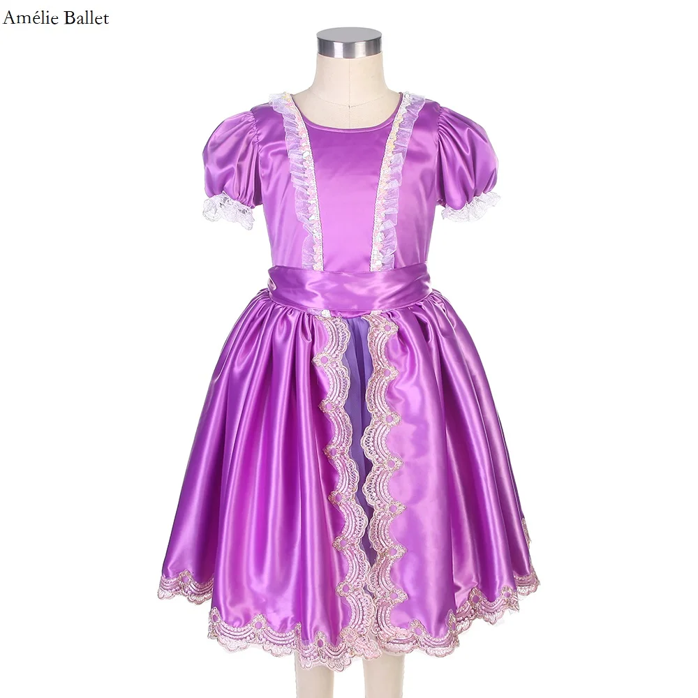 

22114 Short Sleeves Purple Satin Top Bodice with the Soft Tulle Tutu Girls & Women Ballet Dancing Performance Theater Costume
