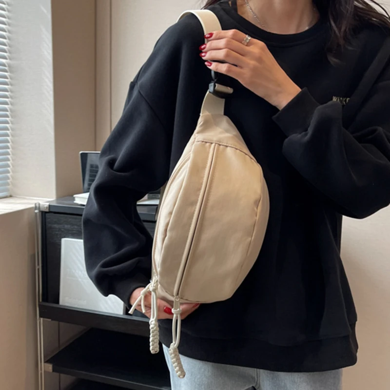 Bolso de pecho de plátano para mujer, bandolera de lona para correr, riñonera informal deportiva, cinturón de media luna