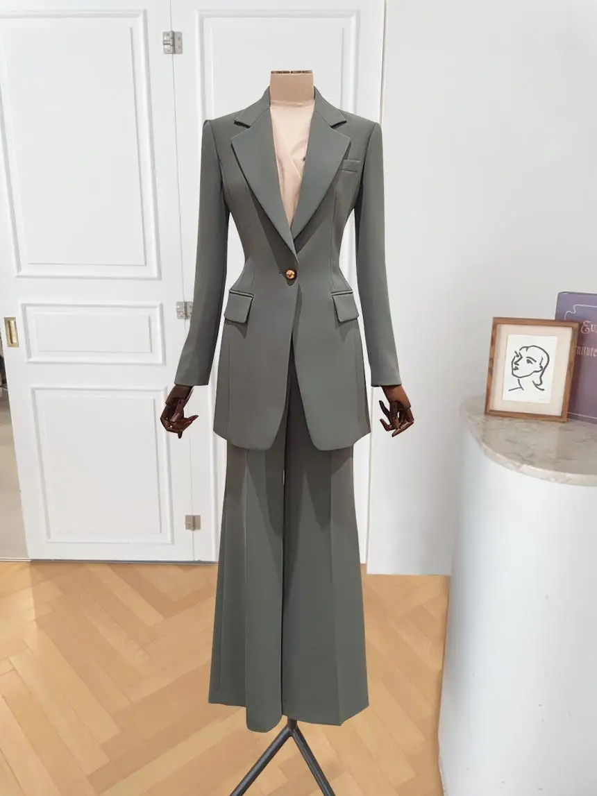 

Fall Faionable Women's Suit Pants Set Korean Sle Waist-in Elastic One Button 2024 Double-Piece Workwear Pant Suit