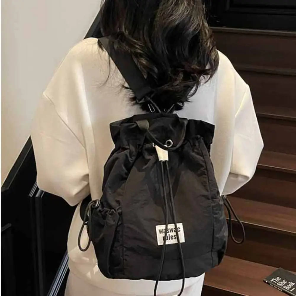 

Large Capacity Sport Racket Storage Backpack Lightweight Solid Color Fitness Shoulder Bag Tote Bag Nylon Drawstring Fitness Bag
