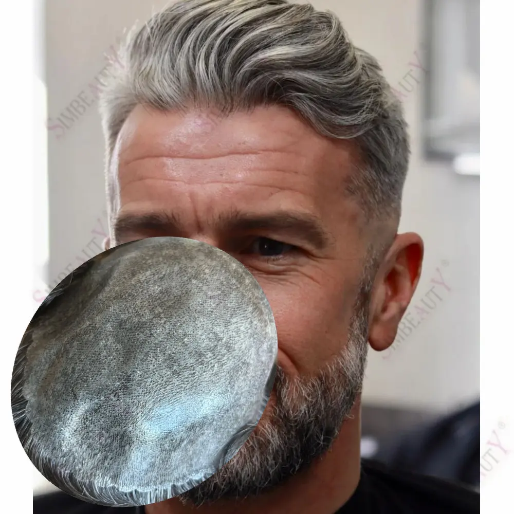 

Необнаружимый мужской парик, прочная тонкая кожа, инъекция человеческих волос, полный ПУ, дешевый 1B65 1B80, черный, серый мужской капиллярный протез для волос