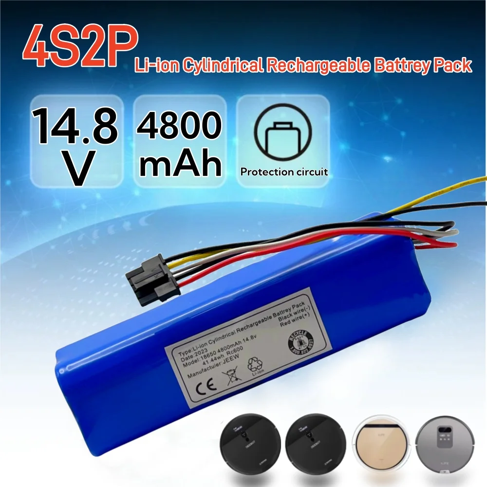 

18650 4S2P 14.8V 4800mAh Rechargeable Li-ion Sweeper Battery for CECOTEC CONGA 4090 4490 Mopping Robot Batteries pack