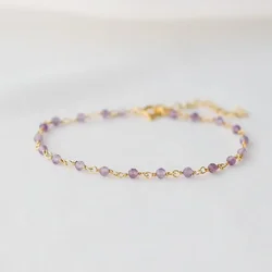 Delicate Amethyst Rosary Jewel bracelet, Amethyst Healing Bracelet Stacked bracelet, February birthday Stone