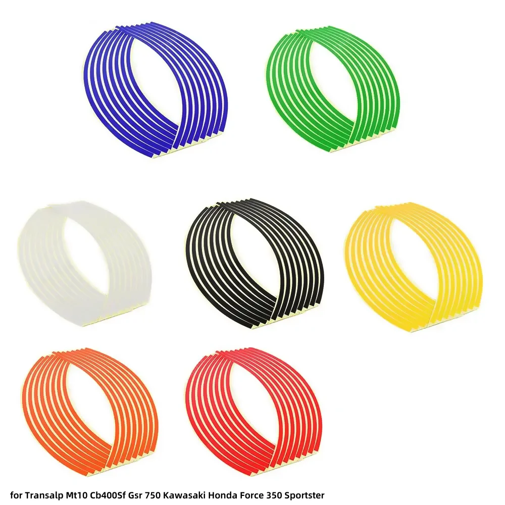 16 Strips Wheel Sticker Stripe Tape Bike Motorcycle 17 18 inch for Transalp Mt10 Cb400Sf Gsr 750 Kawasaki Honda Force 350 Sports