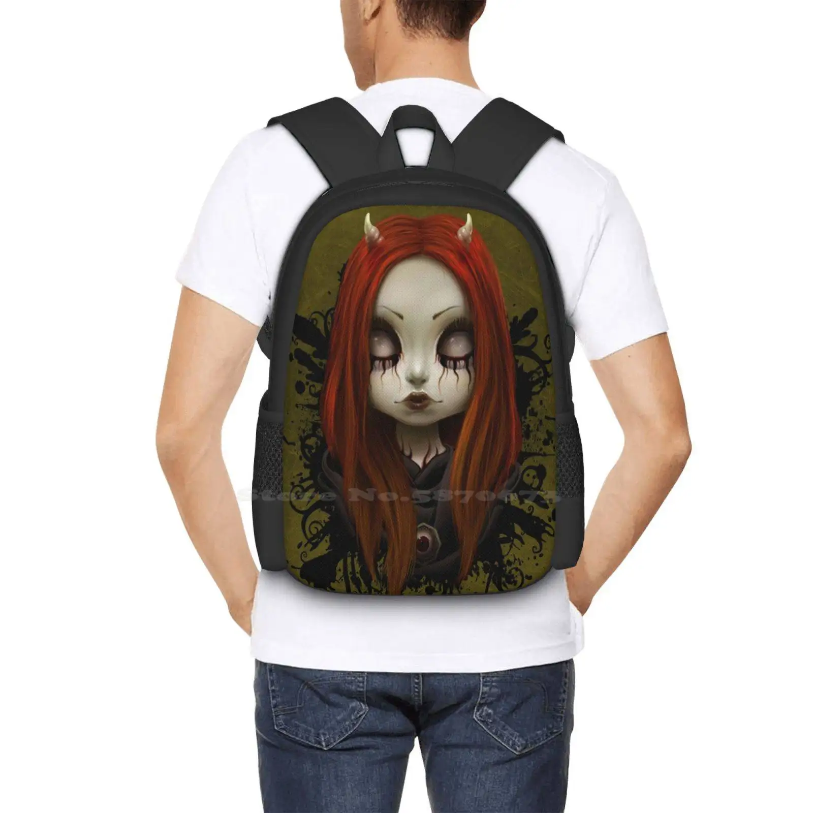 Haunted School Bags For Teenage Girls Laptop Travel Bags Demon Godess She Devil Girl Sexy Halloween Spooky Haunted Hallows Eve