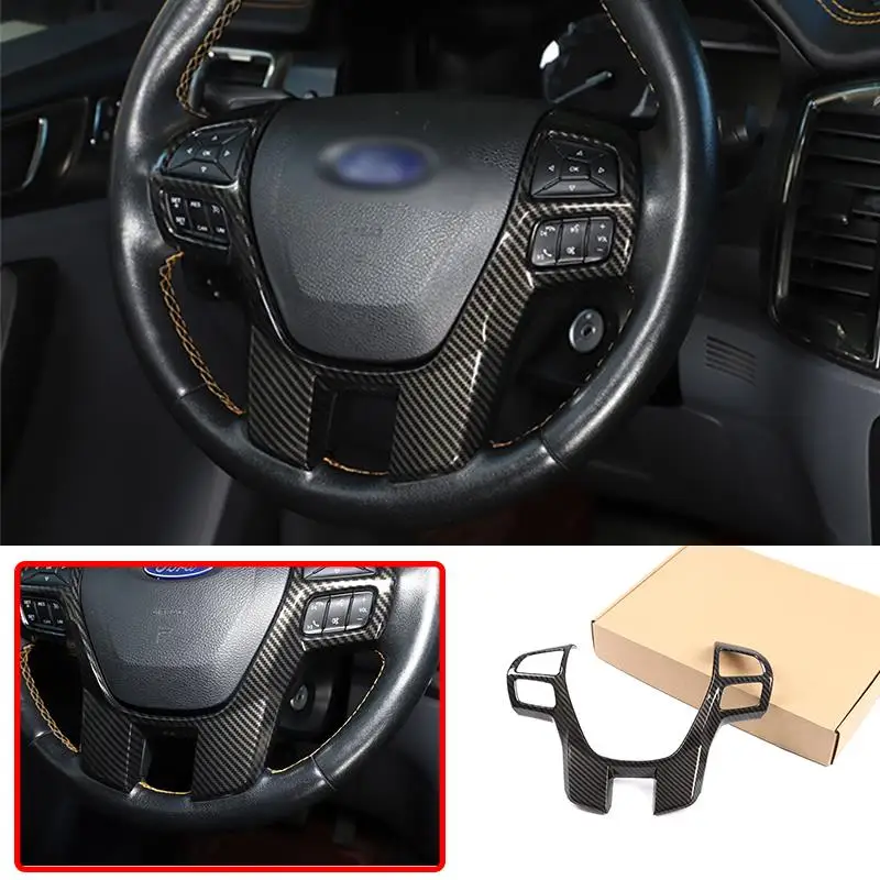 

ABS Carbon Fiber Style Car Accessories Steering Wheel Frame Panel Cover Trim Sticker for Ford Ranger Everest Endeavour 2015-2022