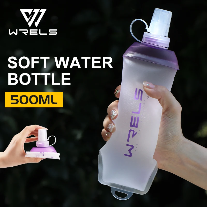 

WRELS Sport Water Bottle Soft Folding TPU Soft Flask Water Bag Light BPA Free Outdoor Sports Fitness Running Portable Kettle