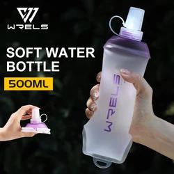 WRELS-botella de agua deportiva, termo suave plegable de TPU, bolsa de agua ligera sin BPA, hervidor portátil para deportes al aire libre, Fitness y correr