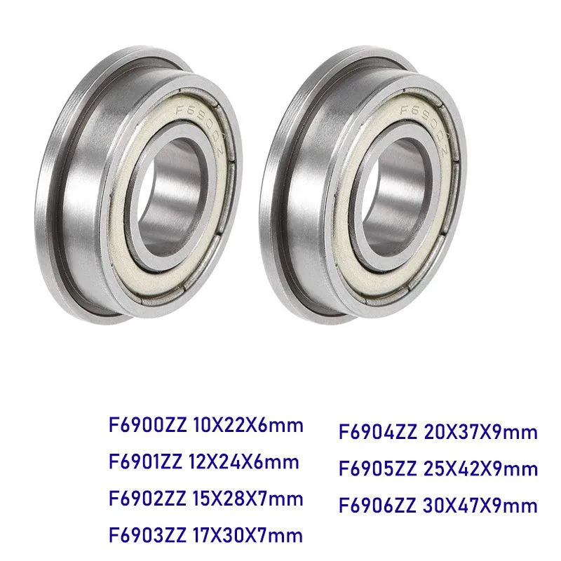 2/5PCS Łożysko F6900ZZ 10X22X6 mm Łożysko kołnierzowe F6900 F6901 F6902 F6903 F6904 F6905 F6906 ZZ ZZ Z 2Z Łożyska kulkowe poprzeczne