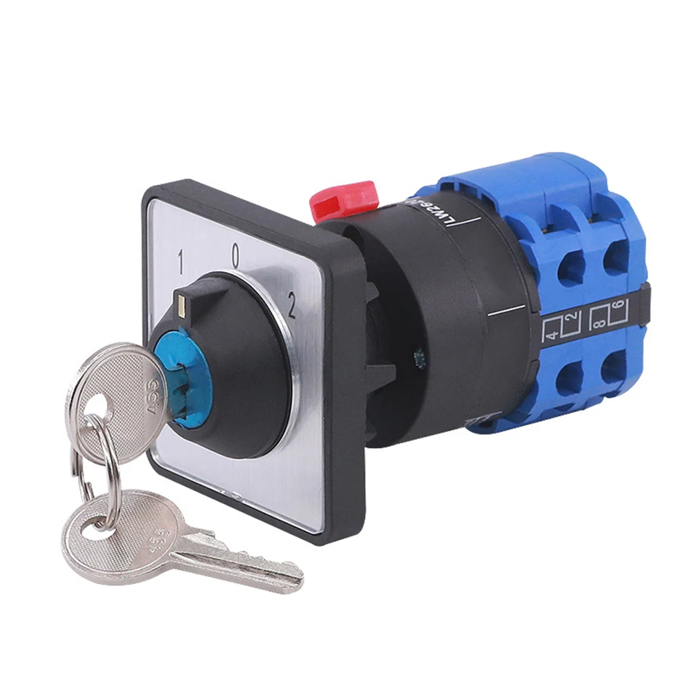 3 Position Keylock Rotary Switch 20A 550V AC 22mm Diameter with Operating Temp -25C to 55C for Harsh Environments